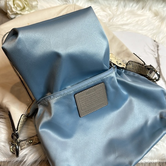 GUC Coach Kristin Python Croc Embossed Cream/Grey Leather Hand/Shoulder Bag - Picture 12 of 16